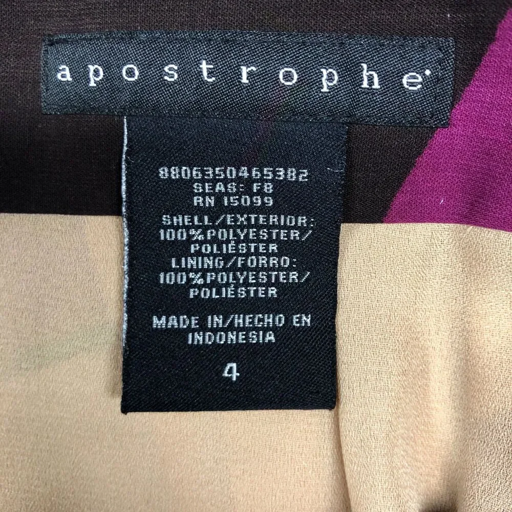 Apostrophe A Line Color Block Skirt Retro Sash Womens Size 4